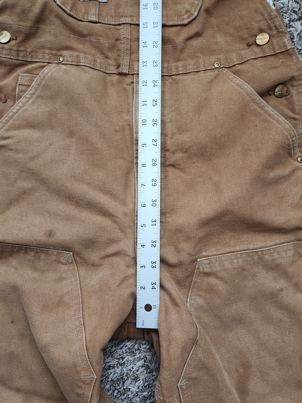 Carhartt Duck Bib Overalls Men's 32x32 Brown Quilted Lined Zip to Thigh Chores - Picture 11 of 13